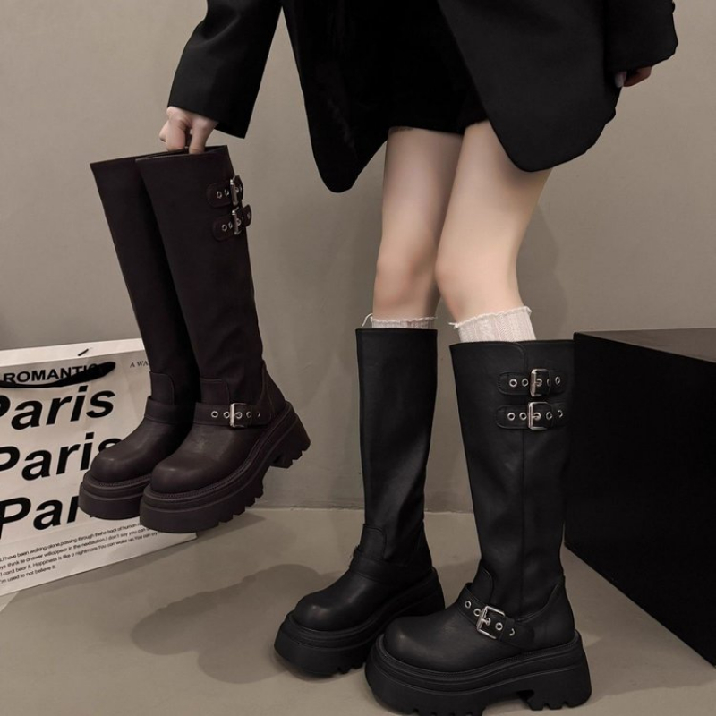 Women Chunky Platform Knee Hig - Drone Camera Stabilized recension och pris